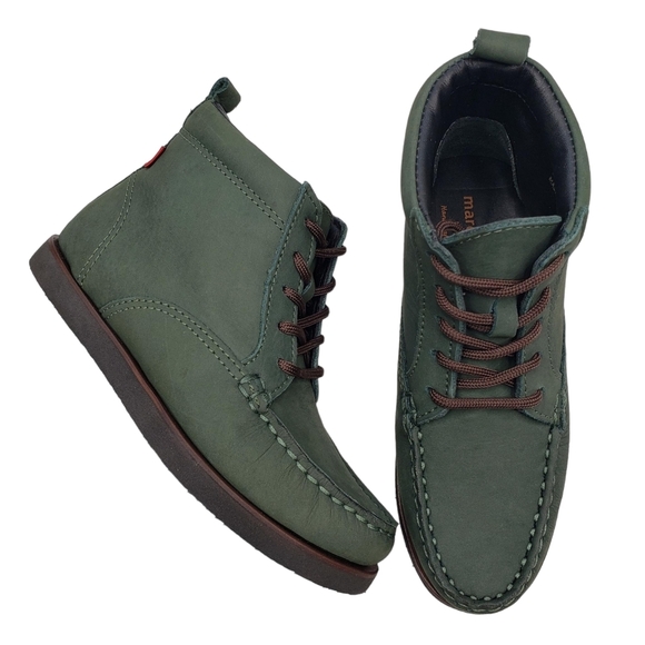 Marc JosephNIB Gramercy Forest Green Leather Preppy High Top Booties Boy's 12